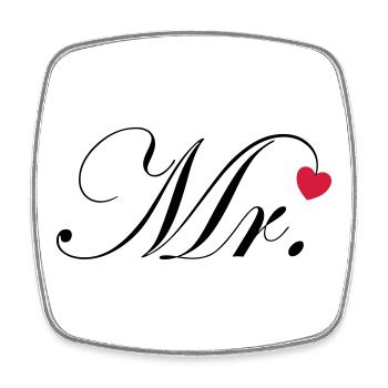 Mr Design Bräutigam Hochzeit Herz Geschenk Paar - Viereckiger Kühlschrankmagnet - Weiß - Vorne