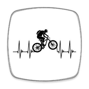 EGK; Vélo, VTT, rythme cardiaque, vélo - Magnet carré - blanc - Devant
