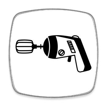 Phaser meets Mixer – Funny Geek & Cook - Square fridge magnet - white - Front