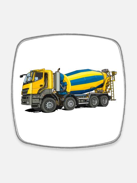 Betonmischer - Viereckiger Kühlschrankmagnet - Weiß