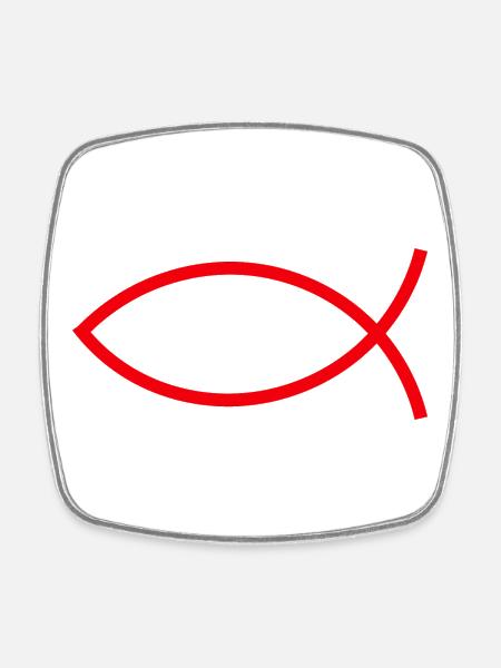 Jesus fish Ichthys fish fish - Square fridge magnet - white