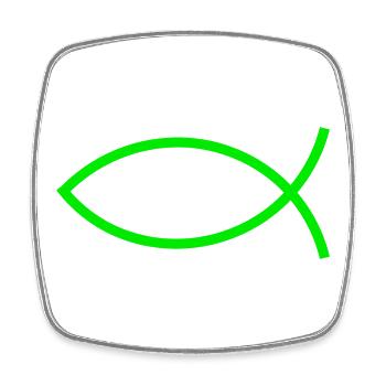Jésus poisson vert Ichthys poisson poisson poisson poisson - Magnet carré - blanc - Devant