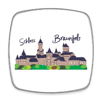 Château de Braunfels en Hesse, dessin - Magnet carré - blanc - Devant