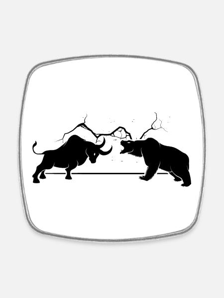 Bull vs Bear - Square fridge magnet - white
