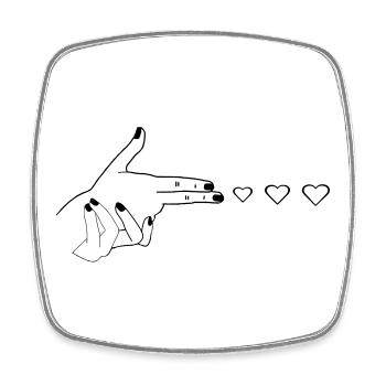 Herz ich Liebe dich Pistole - Viereckiger Kühlschrankmagnet - Weiß - Vorne