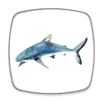 Raubtier Hai Shark Watercolor Aquarell Shirt - Viereckiger Kühlschrankmagnet - Weiß - Vorne