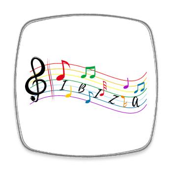 Noten ibiza - Noten für Musik - Kook Art - Viereckiger Kühlschrankmagnet - Weiß - Vorne