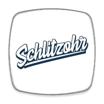 Schlitzohr - Schweizerdeutsch - Mundart - Dialekt - Viereckiger Kühlschrankmagnet - Weiß - Vorne