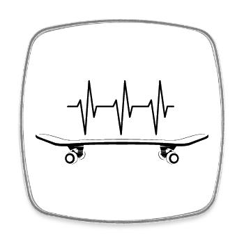 symbole de skateboard skater icône du logo Heartbeat Pulse - Magnet carré - blanc - Devant