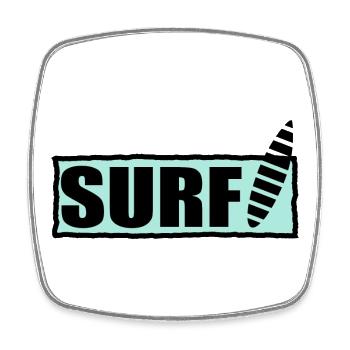 SURF. SURFEUR. SURFEUSE. SPORT. VACANCES. VOYAGE. - Magnet carré - blanc - Devant