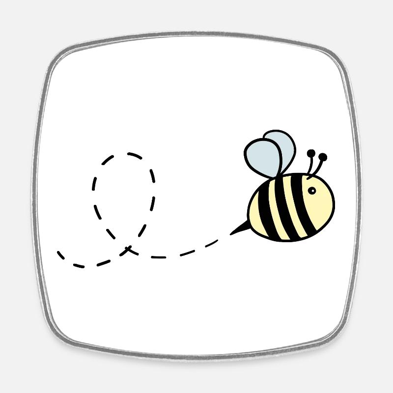 Bumblebee pastel flying - Square fridge magnet - white