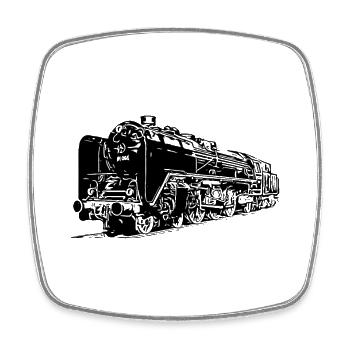Locomotive à vapeur de la Deutsche Reichsbahn - Magnet carré - blanc - Devant