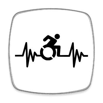 Image du symbole du fauteuil roulant avec fréquence cardiaque * - Magnet carré - blanc - Devant
