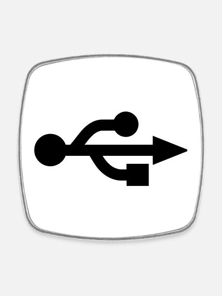 USB Logo - Nerd - Geek - Magnet carré - blanc