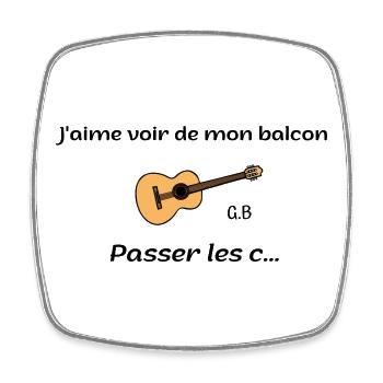 J'aime voir de mon Balcon passer les c... - Magnet carré - blanc - Devant
