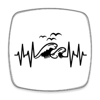 Waves Coasts Heartbeat Sea - Square fridge magnet - white - Front