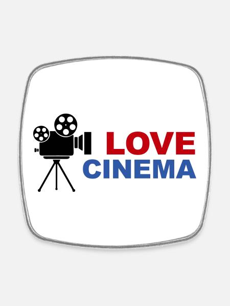 Love Cinema Bold Red Blue Typography - Square fridge magnet - white