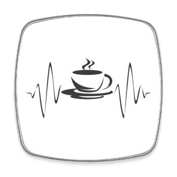 Coffee Cafe Heartbeat Icon Icon Logo Graphic - Square fridge magnet - white - Front