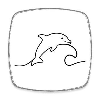 Dauphin sur le contour de l’icône de vague sautant joyeusement - Magnet carré - blanc - Devant