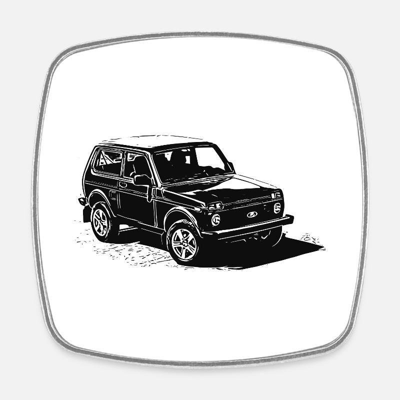Lada Niva - Magnet carré - blanc