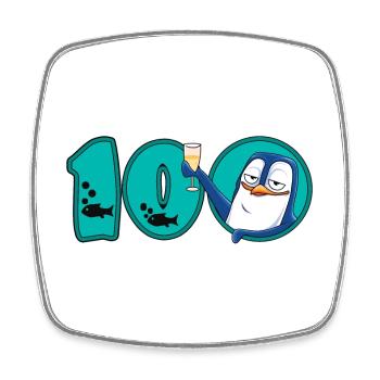 100th Birthday Anniversary Penguin - Square fridge magnet - white - Front