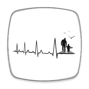Father and Son Daughter Child Heartbeat - Square fridge magnet - white - Front