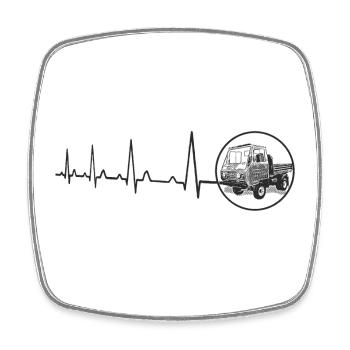 Heartbeat Multicar M25 DDR Moped Truck Technologie - Magnet carré - blanc - Devant