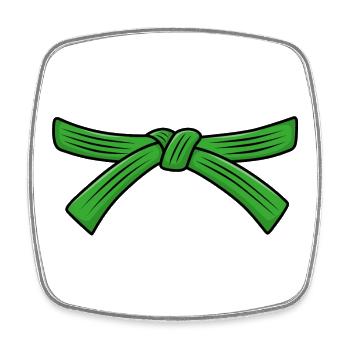 Ceinture de karaté, diplôme de ceinture verte Kyu Karaté étudiant - Magnet carré - blanc - Devant
