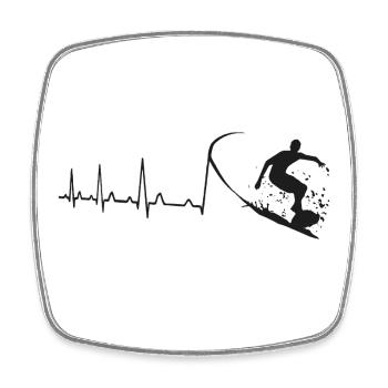 Planche de surf Surfer Surf Heartbeat - Magnet carré - blanc - Devant