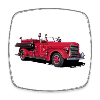 Fire engine vintage car - Square fridge magnet - white - Front