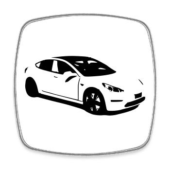 Elektroauto Tesla Model 3 electric car - Viereckiger Kühlschrankmagnet - Weiß - Vorne