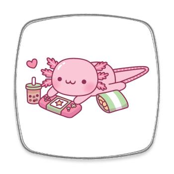 Süßer Axolotl Relax Gamer - Viereckiger Kühlschrankmagnet - Weiß - Vorne