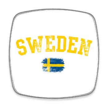 Schweden Bold Brush Flag Tee - Viereckiger Kühlschrankmagnet - Weiß - Vorne