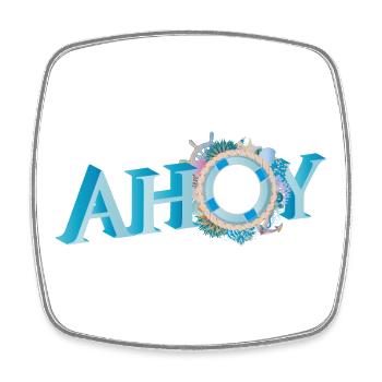 maritime anglais marin salutation lettre Ahoy - Magnet carré - blanc - Devant