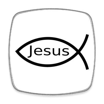 Jésus Poisson Ichthys Noir Poisson Poisson - Magnet carré - blanc - Devant
