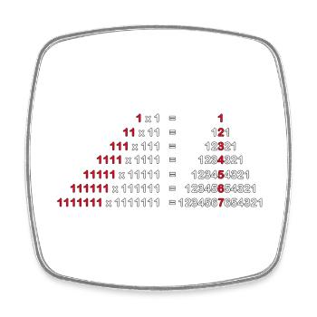 ZAHLEN PALINDROM 1x1 HOCH ZWEI GESCHENK 1^2 - Viereckiger Kühlschrankmagnet - Weiß - Vorne