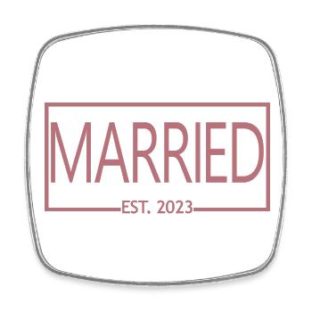 Marié Est. 2023 - Cadeau de mariage hommes et femmes - Magnet carré - blanc - Devant