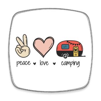Peace Love Camping - Square fridge magnet - white - Front