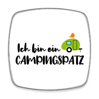 Campingspatz Spatz Camping Camper schwarz Urlaub - Viereckiger Kühlschrankmagnet - Weiß - Vorne