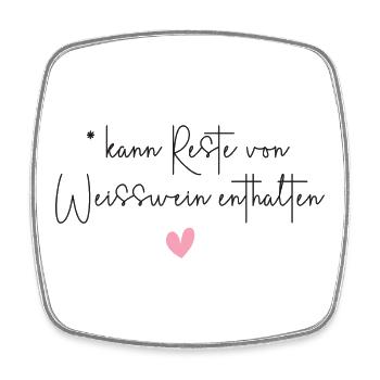 Wein Weisswein Vino Alkohol Trinken Party Geschenk - Viereckiger Kühlschrankmagnet - Weiß - Vorne