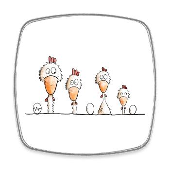 Poulets heureux - Magnet carré - blanc - Devant