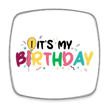 Birthday Burst: Bunte Buchstaben - Viereckiger Kühlschrankmagnet - Weiß - Vorne