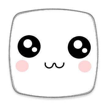 Kawaii Gesicht lustig - Viereckiger Kühlschrankmagnet - Weiß - Vorne