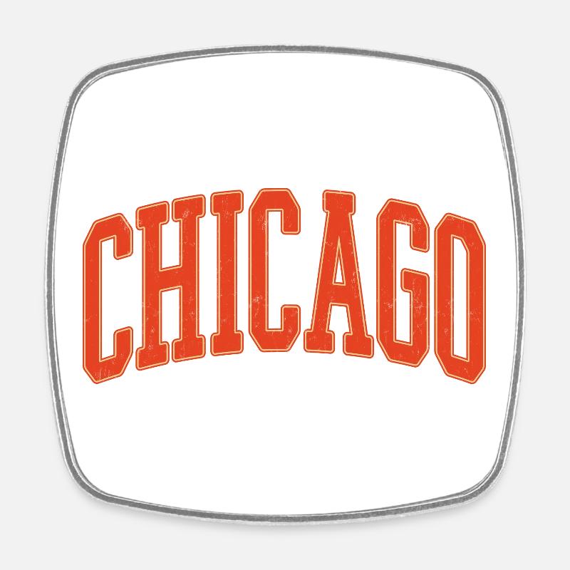 Chicago Arc Text in Orange 3D - Viereckiger Kühlschrankmagnet - Weiß