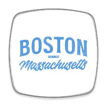 Boston Massachusetts Vintage Script - Viereckiger Kühlschrankmagnet - Weiß - Vorne