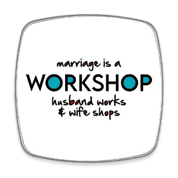 Workshop - Square fridge magnet - white - Front