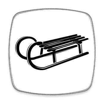 Schlitten Illustration Symbol Grafik Schnee Winter - Viereckiger Kühlschrankmagnet - Weiß - Vorne