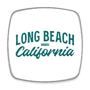 Long Beach California Vintage Script - Viereckiger Kühlschrankmagnet - Weiß - Vorne