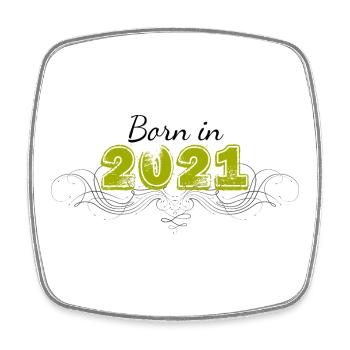 Born in 2021 verziert - Viereckiger Kühlschrankmagnet - Weiß - Vorne