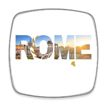 Œuvres d’art Sunburst de la Skyline de Rome en Italie - Magnet carré - blanc - Devant